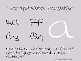 AverysHand Regular WSI: 1/10/98 Font Sample