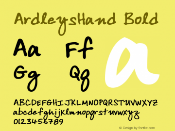 ArdleysHand Bold WSI: 1/10/98 Font Sample