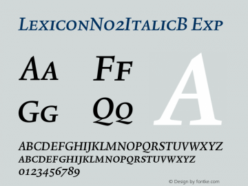 LexiconNo2ItalicB Exp Version 001.000 Font Sample