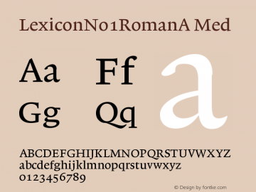 LexiconNo1RomanA Med Version 001.000 Font Sample