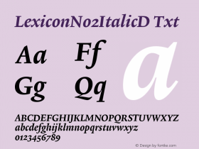 LexiconNo2ItalicD Txt Version 001.000 Font Sample