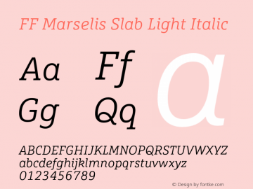 FF Marselis Slab Light Italic Version 7.504; 2013; Build 1021图片样张