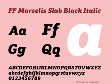 FF Marselis Slab Black Italic Version 7.504; 2013; Build 1021图片样张