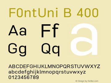 F0ntUni B 400 Version 0.1.1 Font Sample