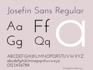 Josefin Sans Regular Version 1.0 Font Sample