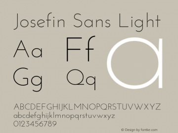 Josefin Sans Light Version 1.0 Font Sample