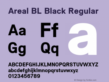 Areal BL Black Regular Version 2.007, 2013; ttfautohint (v1.00rc1) -l 8 -r 50 -G 0 -x 0 -D latn -f none -w G图片样张