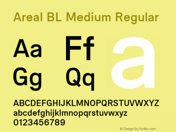 Areal BL Medium Regular Version 2.007, 2013 Font Sample
