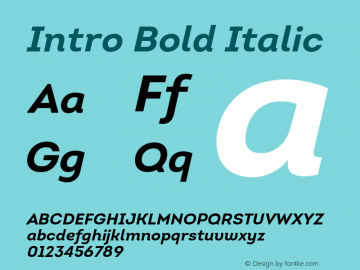 Intro Bold Italic Version 1.000 Font Sample