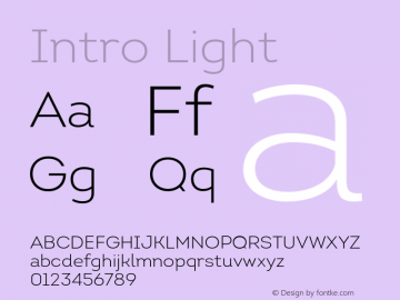 Intro Light Version 1.000 Font Sample