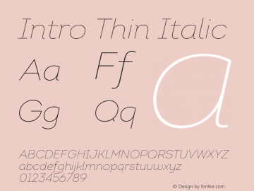 Intro Thin Italic Version 1.000图片样张