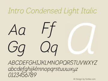 Intro Condensed Light Italic Version 1.000图片样张