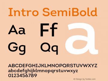 Intro SemiBold Version 1.000 Font Sample