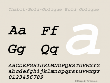 Thabit-Bold-Oblique Bold Oblique 0.01 Font Sample