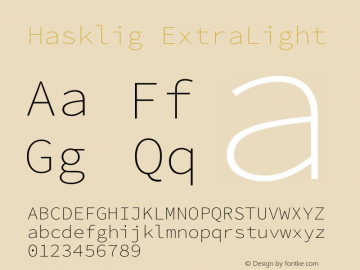Hasklig ExtraLight Version 1.003 Font Sample