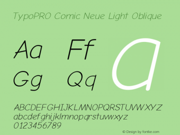 TypoPRO Comic Neue Light Oblique Version 1.000 Font Sample