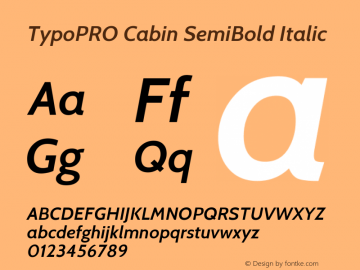 TypoPRO Cabin SemiBold Italic Version 1.005图片样张