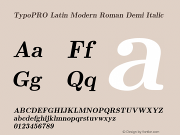 TypoPRO Latin Modern Roman Demi Italic Version 2.004;PS 2.004;hotconv 1.0.49;makeotf.lib2.0.14853 Font Sample