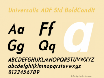 Universalis ADF Std BoldCondIt Version 1.009 Font Sample