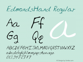 EdmondsHand Regular Handwriting KeyFonts, Copyright (c)1995 SoftKey Multimedia, Inc., a subsidiary of SoftKey International, Inc.图片样张