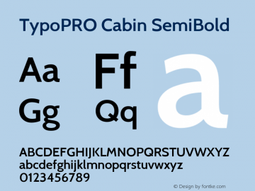 TypoPRO Cabin SemiBold Version 1.005 Font Sample