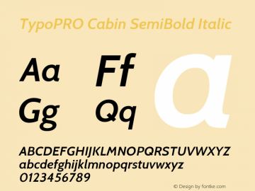 TypoPRO Cabin SemiBold Italic Version 1.005图片样张