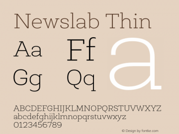 Newslab Thin Version 1.000 Font Sample