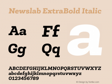 Newslab ExtraBold Italic Version 1.000图片样张