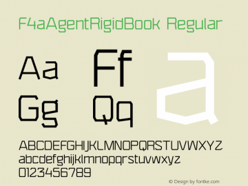 F4aAgentRigidBook Regular Version 1.0 Font Sample