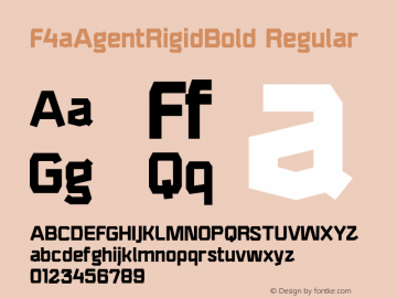 F4aAgentRigidBold Regular Version 1.0 Font Sample