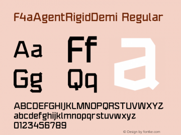 F4aAgentRigidDemi Regular Version 1.0 Font Sample