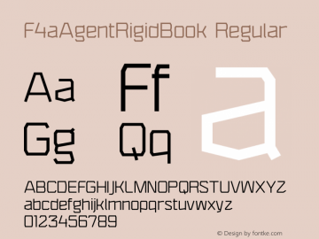 F4aAgentRigidBook Regular Version 1.0 Font Sample