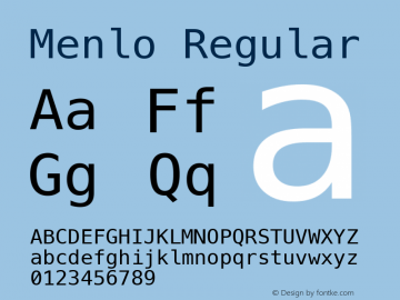 Menlo Regular Version 2.028 May 9, 2014 Font Sample