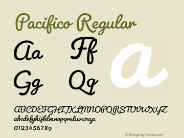 Pacifico Regular 2.000 Font Sample