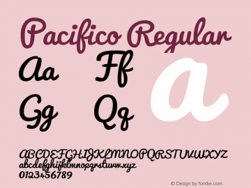 Pacifico Regular Version 2.00 Font Sample