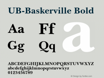 UB-Baskerville Bold March 1996 Version 4.0 Font Sample