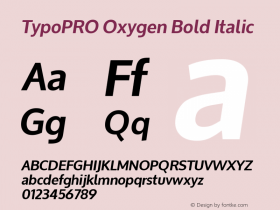 TypoPRO Oxygen Bold Italic Version 1.000 Font Sample