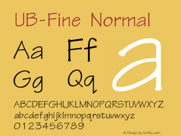 UB-Fine Normal March 1996 Version 4.0 Font Sample