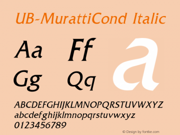 UB-MurattiCond Italic March 1996 Version 4.0图片样张