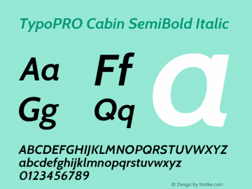 TypoPRO Cabin SemiBold Italic Version 1.005图片样张