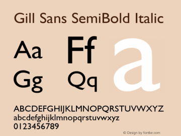 Gill Sans SemiBold Italic 9.0d6e1 Font Sample