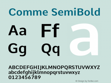 Comme SemiBold Version 2 Font Sample