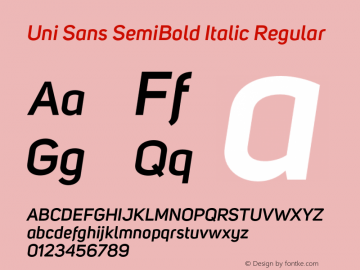 Uni Sans SemiBold Italic Regular Version 001.029图片样张