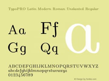 TypoPRO Latin Modern Roman Unslanted Regular Version 2.004;PS 2.004;hotconv 1.0.49;makeotf.lib2.0.14853 Font Sample
