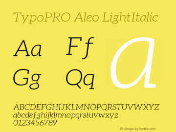 TypoPRO Aleo LightItalic Version 1.1 Font Sample