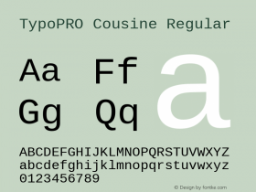 TypoPRO Cousine Regular Version 1.21 Font Sample