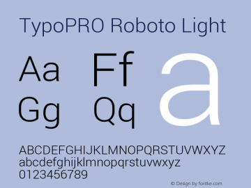 TypoPRO Roboto Light Version 1.200310; 2013 Font Sample