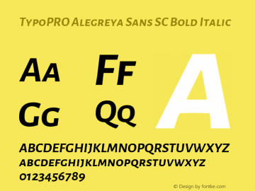 TypoPRO Alegreya Sans SC Bold Italic Version 1.000;PS 001.000;hotconv 1.0.70;makeotf.lib2.5.58329 DEVELOPMENT图片样张