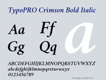 TypoPRO Crimson Bold Italic Version 0.8 Font Sample