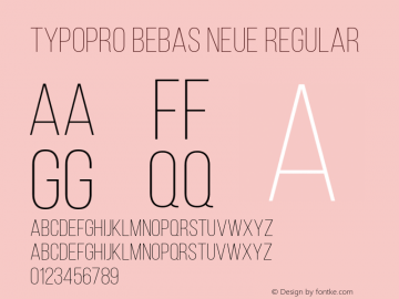 TypoPRO Bebas Neue Regular Version 001.003 Font Sample